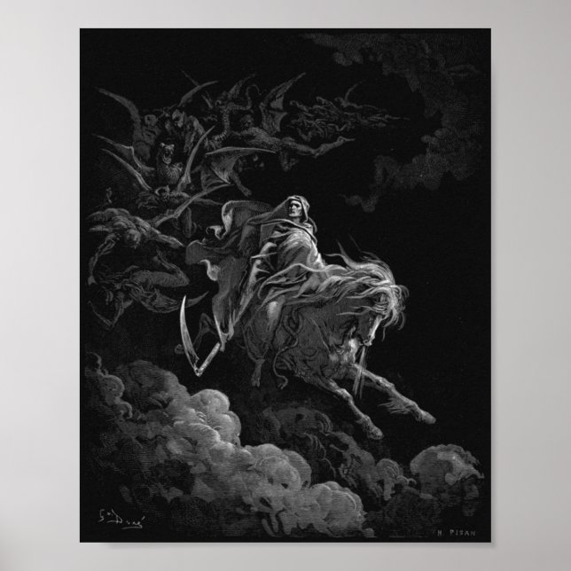 Poster Morte Em Cavalo Pálido Por Gustave Dore (Frente)