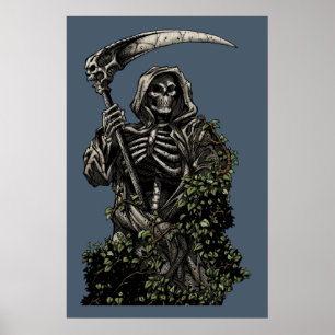 Poster Morte - Mau Skeleton Grim Reaper com Scythe