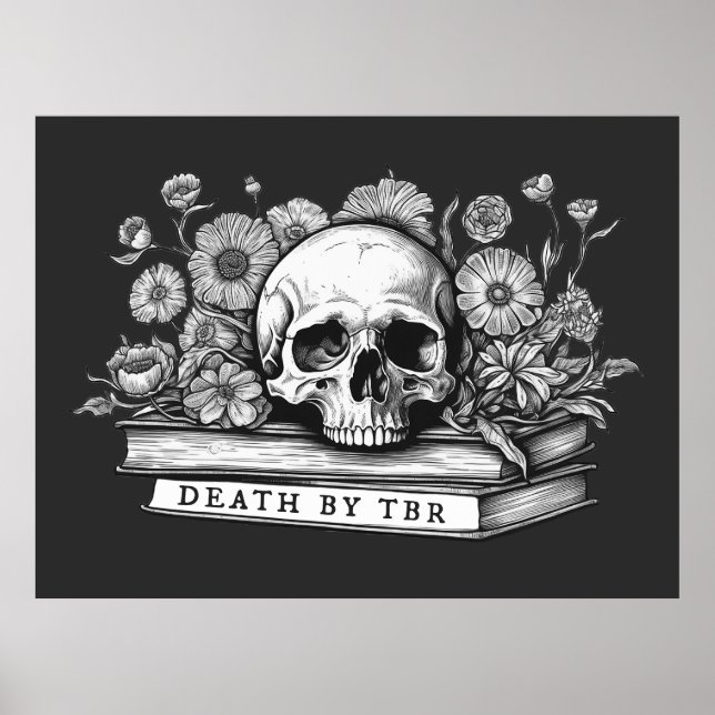 Poster Morte por crânio de tbr e livros (Frente)