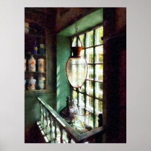 Pôster Morteiro de Vidro e Pestle no Windowsill