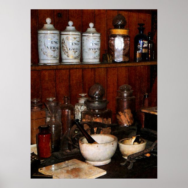 Poster Morteiro e Pestle na Loja de Drogas (Frente)