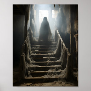 Poster Morto Abandonado, Fantasma Assustador Nas Escadas