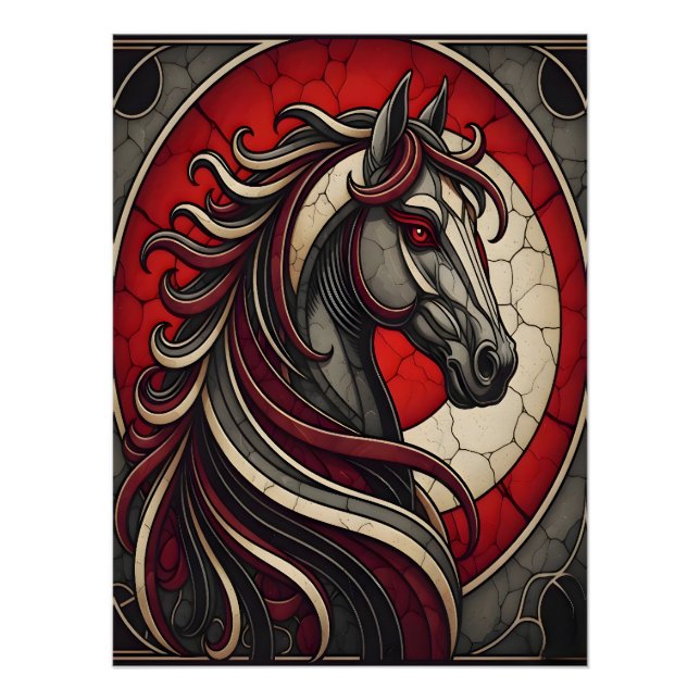 Pôster Mosaic Style Horse Wall Art Poster Decor Gift (Frente)