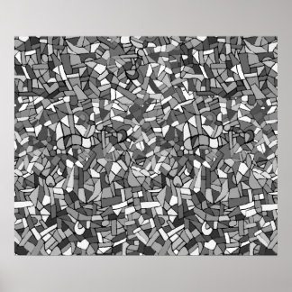 Poster Mosaico abstrato branco e preto