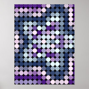 Poster Mosaico Abstrato de Pixel Geométrico Fractal Roxo