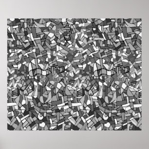 Poster Mosaico abstrato preto e branco