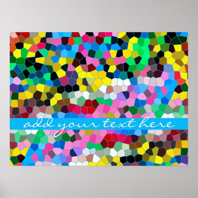 Poster Mosaico Azul Cor-de-rosa abstrato (Frente)