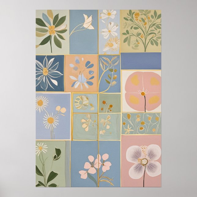 Poster Mosaico Botânico em Flor (Frente)