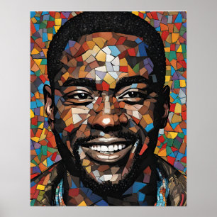 Poster Mosaico Colorido Mans Face Wall Art