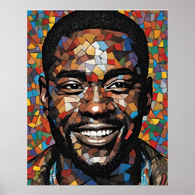 Poster Mosaico Colorido Mans Face Wall Art (Frente)