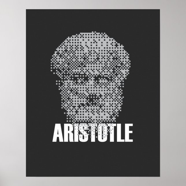 Poster Mosaico da Cabeça de Aristóteles em Pixel (Frente)