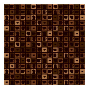 Pôster Mosaico de café engraçado