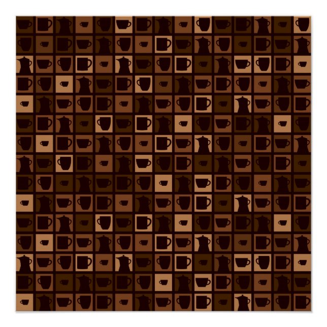 Pôster Mosaico de café engraçado (Frente)