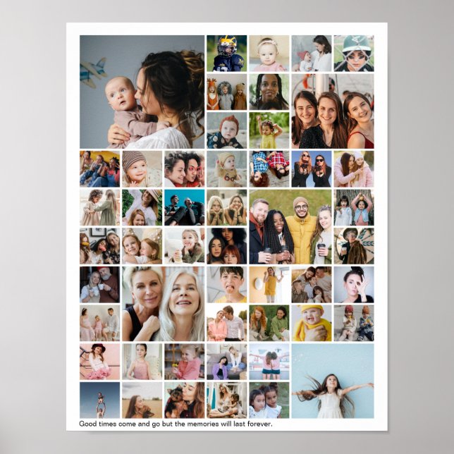 Poster Mosaico de Fotos Personalizadas 50 Imagens Memória (Frente)