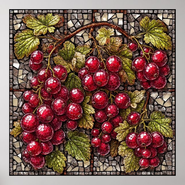 Poster Mosaico de Groselha com Elementos Artísticos Natur (Frente)