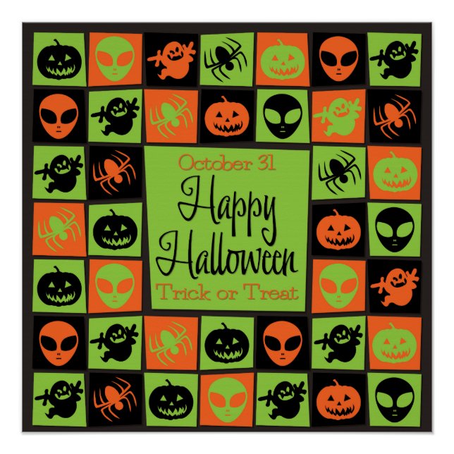 Pôster Mosaico de Halloween (Frente)