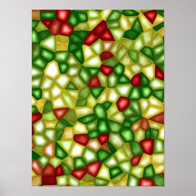 Poster Mosaico de Natal em Vidro Colorido (Frente)