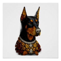 Mosaico de Pedras Preciosas Doberman Luxo Artístic