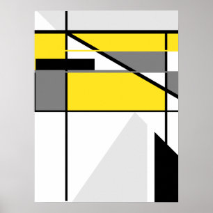 Poster Mosaico em Amarelo, Cinza, Abstrato Geométrico