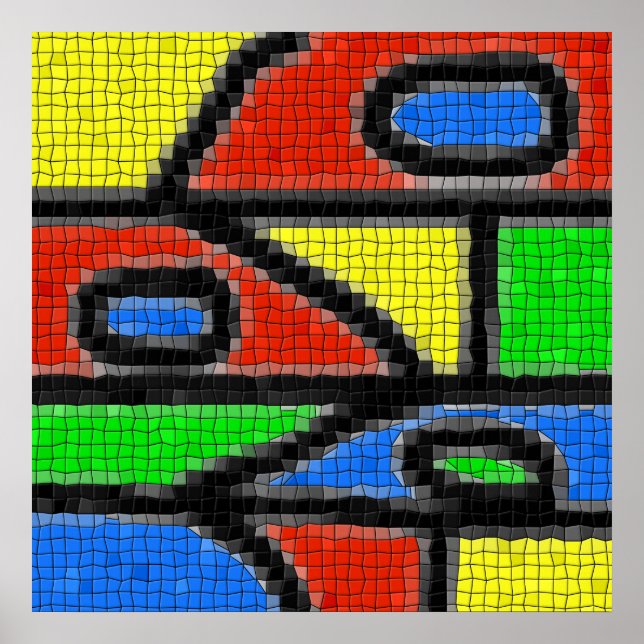 Poster Mosaico feito à mão, arte moderna. (Frente)
