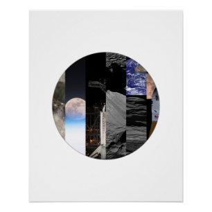 Pôster Mosaico Lunar - Poster de Colagem da Lua