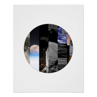 Pôster Mosaico Lunar - Poster de Colagem da Lua