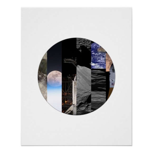 Pôster Mosaico Lunar - Poster de Colagem da Lua (Frente)