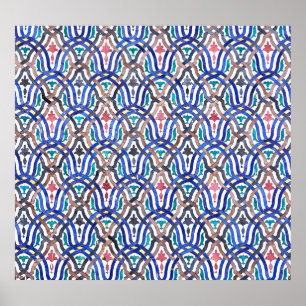 Poster Mosaico marroquino: design tradicional colorido.