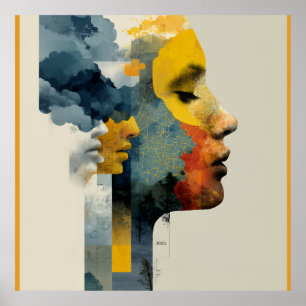 Poster Mosaico Mental Paisagem com Camadas em Brilho
