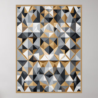 Poster Mosaico Metálico: Fatos de Geometria Shimmering