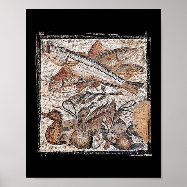 Poster Mosaico romano de Pompeia para peixes e patos (Frente)