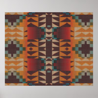 Mosaico Tribal Vermelho Laranja Azul Teal Azul