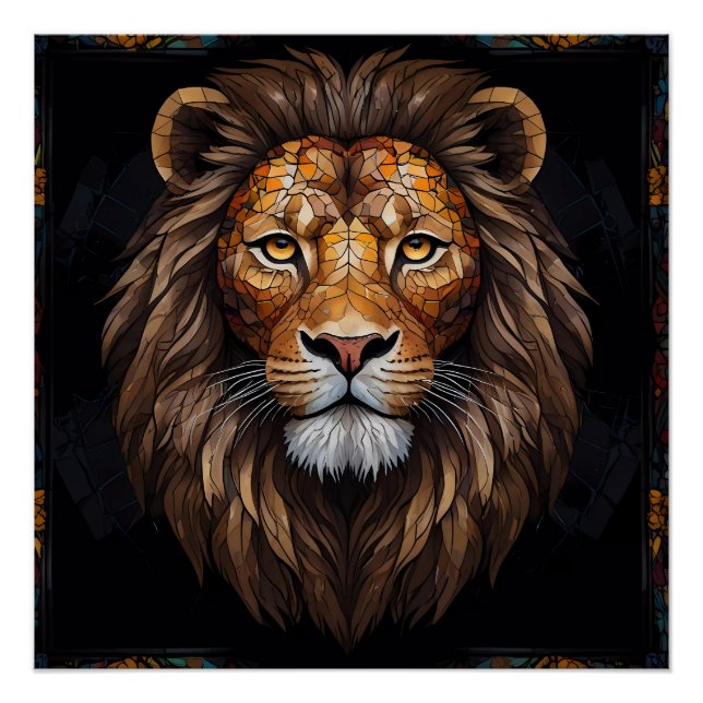 Pôster Mosaico Zebra Vibrante (Frente)