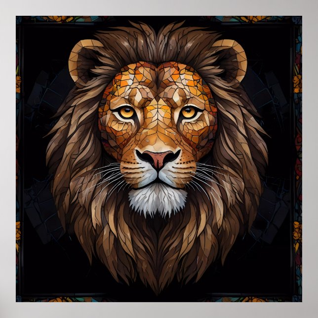 Poster Mosaico Zebra Vibrante (Frente)