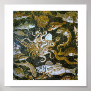 Pôster Mosaicos Antigos Vintage (Pompei)