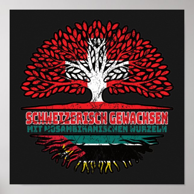 Poster Mosambik Mosambikanisch Schweizer Schweiz Baum (Frente)