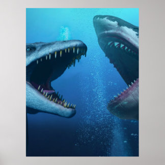 Poster Mosassauro versus megalodon