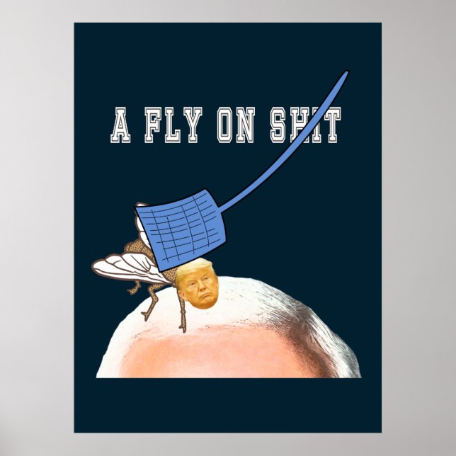 Poster Mosca Trump na Cabeça de Pence com Espanta-Moscas, (Frente)