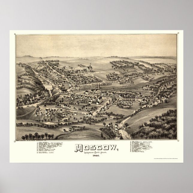 Pôster Moscou, PA Panorâmica - 1891 (Frente)