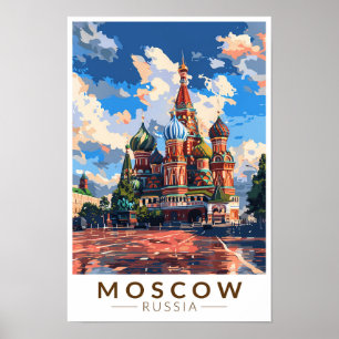 Poster Moscou Rússia Red Square Viagem Art Vintage