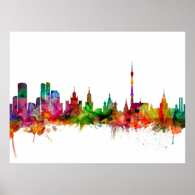 Poster Moscow Russia Skyline (Frente)