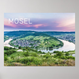 Poster Moselle Loop Sunset Kroev Panorama Alemanha