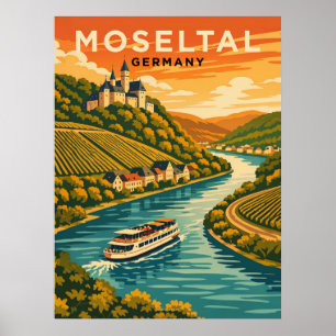 Poster Moseltal Alemanha Arte de Viagem Antiga