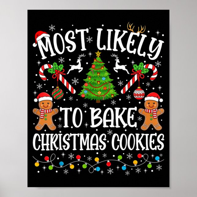 Poster Most Likely To Bake Christmas Cookies Family Match (Frente)