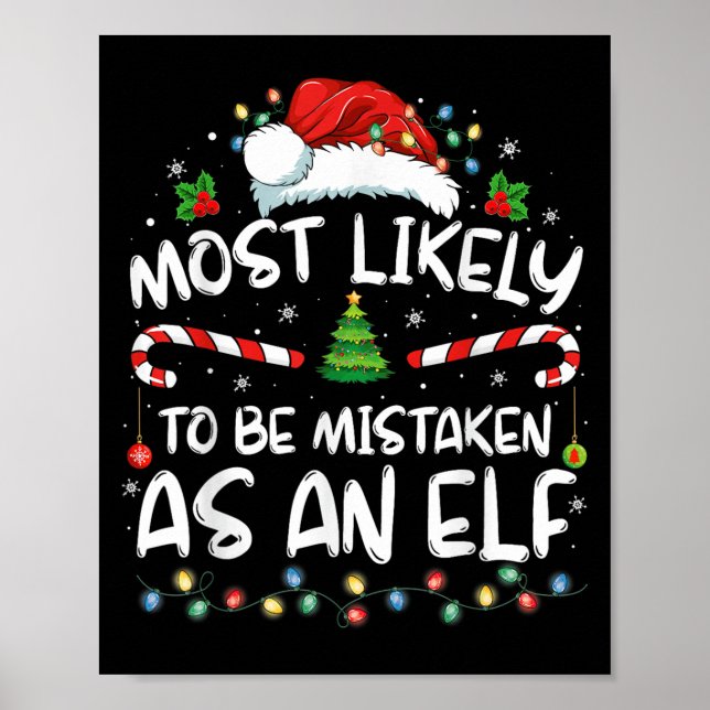 Poster Most Likely To Be Mistaken As An Elf Funny Family  (Frente)