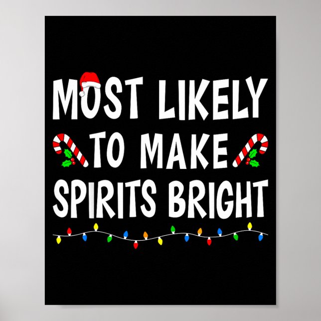 Poster Most Likely To Christmas Xmas Pajamas Funny Matchi (Frente)