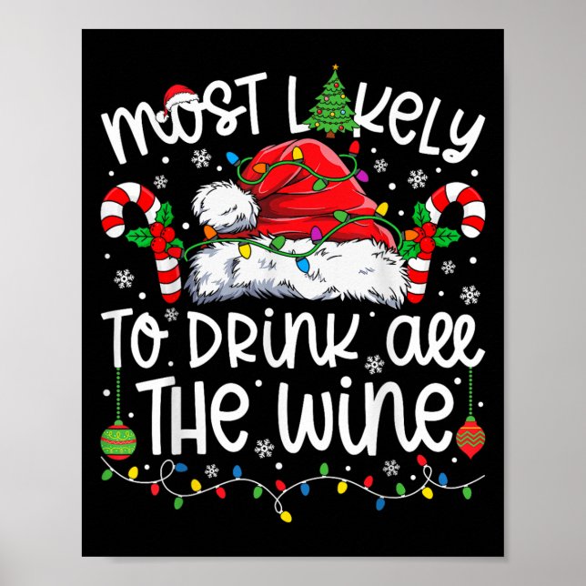 Poster Most Likely To Drink All The Wine Family Matching  (Frente)