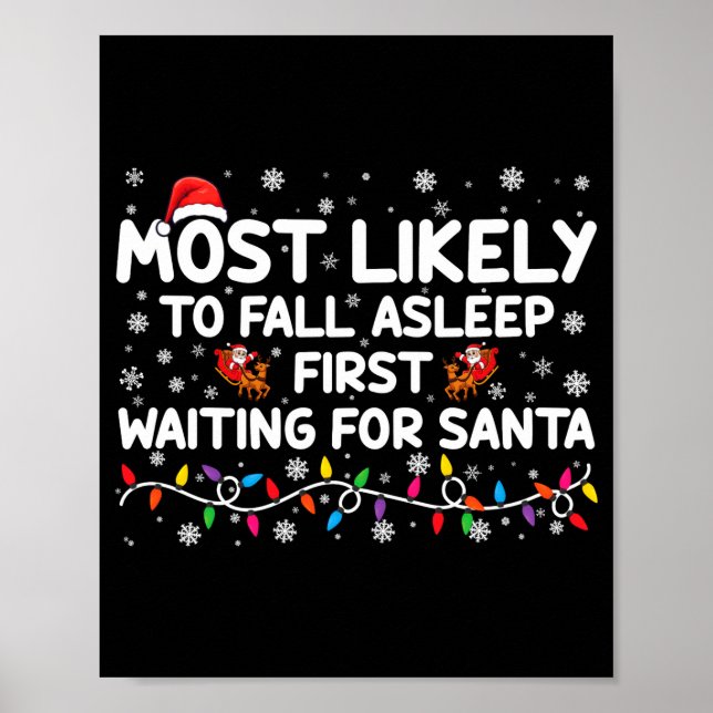 Poster Most Likely To Fall Asleep First Funny Xmas Family (Frente)