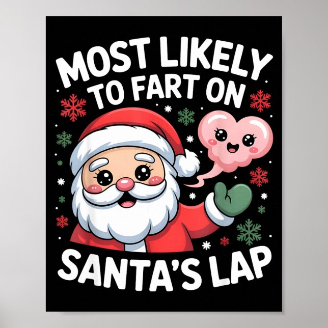 Poster Most Likely To Fart On Santa’s Lap Funny Christmas (Frente)