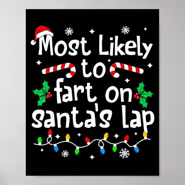 Poster Most Likely To Fart On Santa's Lap C-hristmas Matc (Frente)